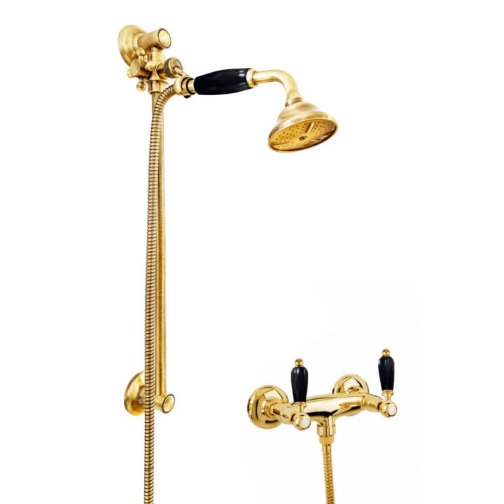 Armaturer i massiv messing - 6019 + 704 Onyx bruser