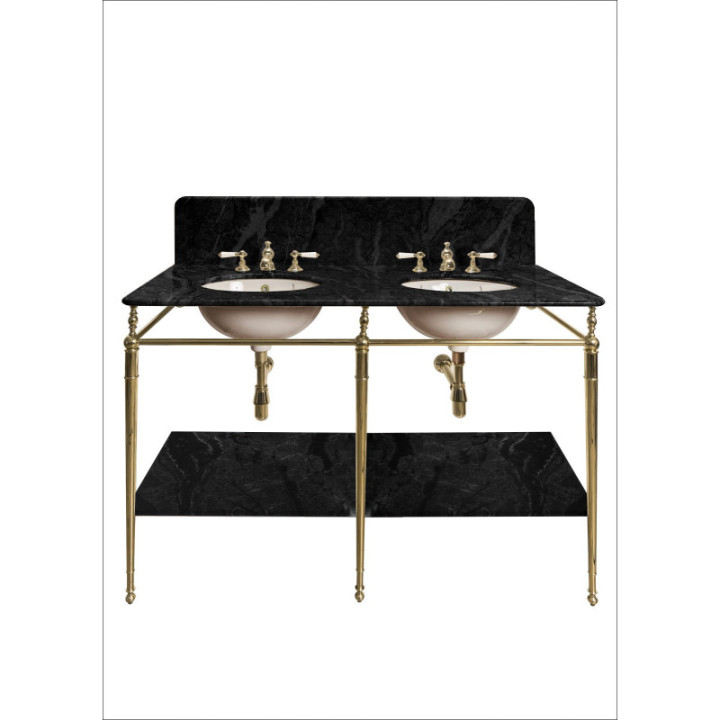 Ophelia dobbelt håndvask på stel – Marmor 1500×600