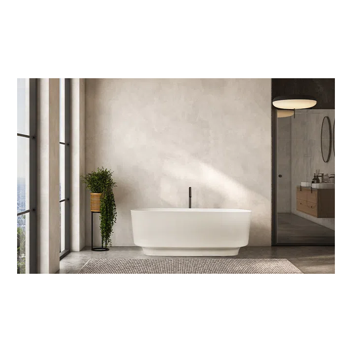 Badekar i Kvarts – Maasai | Fritstående Badekar i Fast Overflade med Skulpturel Base