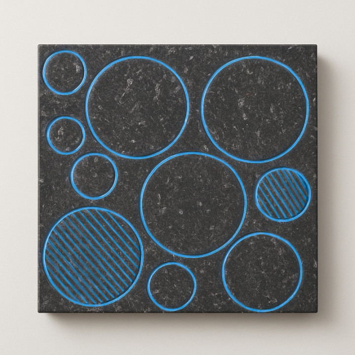 Circles Glaserede Lavasten Fliser – Etna Sicilien | Grafisk Vulkanisk Design