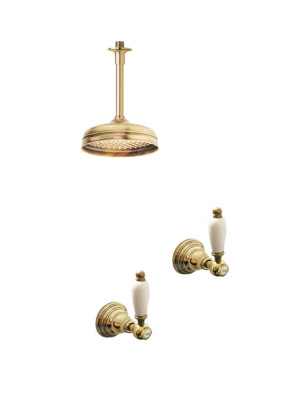Brusebad i massiv messing - 6021-L Penelope loftmonteret | Bellistri ApS